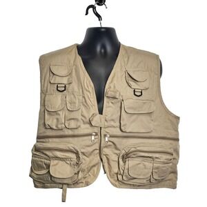 NWT Master Sportsman Rugged Outdoor Gear fishing vest khaki zip pockets
